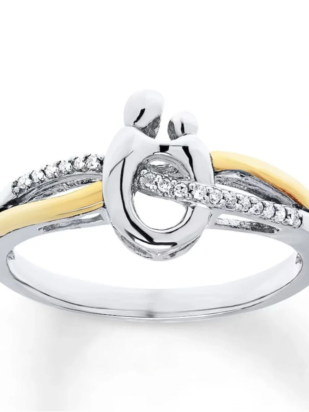 Mother Child Ring 1/20 ct tw Diamond Sterling Silver 10K Gold sz 6.5 2.5g tw